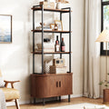 4-Tier Open Bookshelf 71 Inch High Floor Standing Display Bookcase Storage Rack With Storage Cabinets Living Room, Bedroom, Home Office Display Shelf Walnut