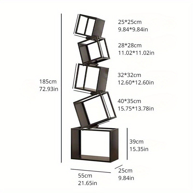 Stylish Iron Corner Bookcase - Multi-Level Vertical Bookcase for Living Room and Home Office