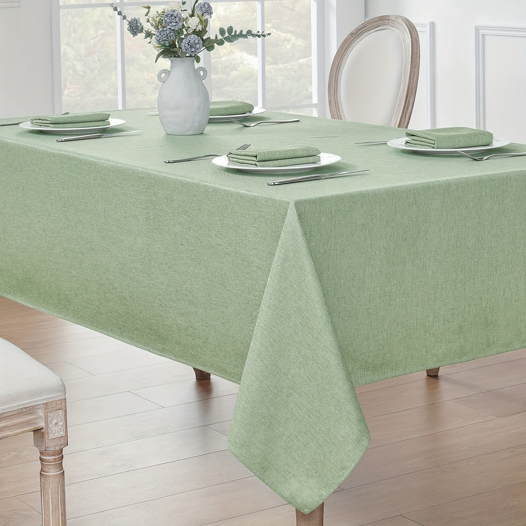 1pc Sage Green Polyester Rectangular Tablecloth, Simple Style Woven Machine Made Table Cover for Restaurant, Outdoor, Living Room, Patio, Picnic Or Holiday Party, Home Decoration