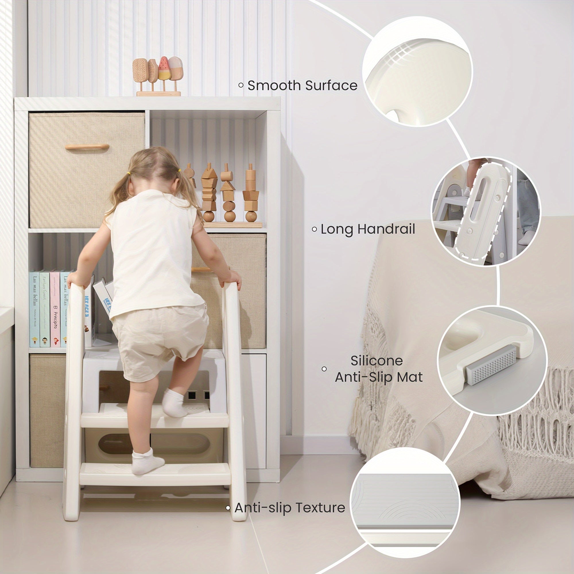 Adjustable Youngsters Step Stool Helper - Foldable Youngsters Potty Training Stool with Handles, Non-Slip Plastic Stepping Ladder for Bathroom and Kitchen, Ideal for Youngsters 3 to 2 Years Old