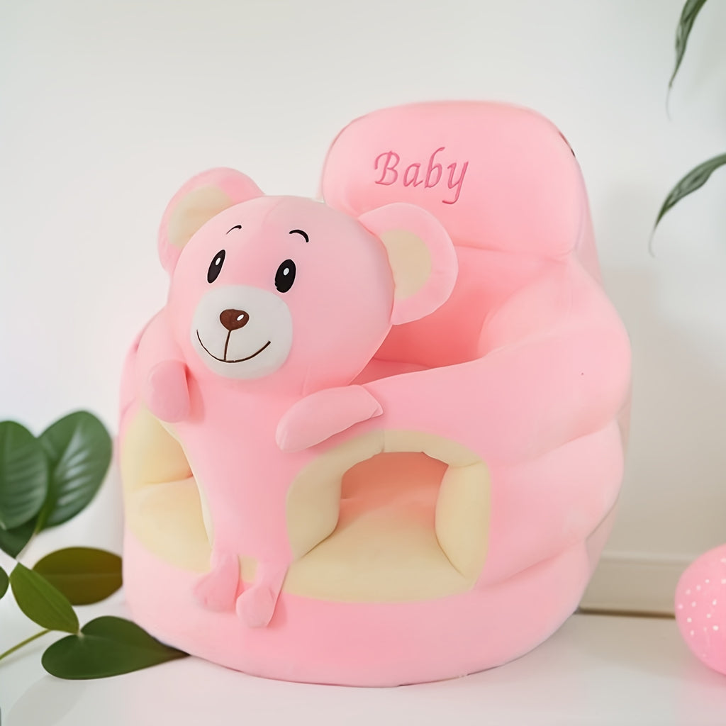 Soft Plush Elephant Baby Chair with Backrest - Green Cartoon Design, Non-Toxic Polyester Infant Support Seat for Sit & Stand Practice, Safe Learning Sofa for Toddlers, No Wood & Battery-Free, Toddler Seating, Playful Room Decor