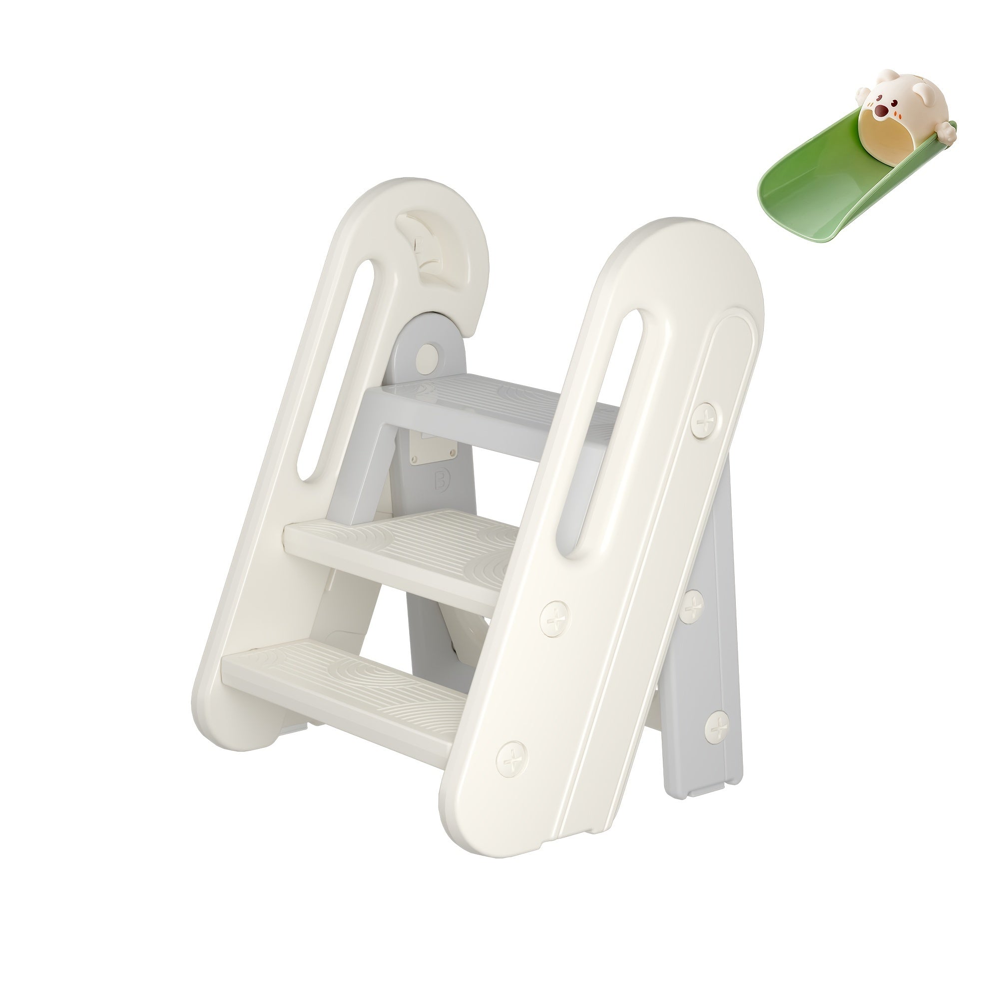 Adjustable Youngsters Step Stool Helper - Foldable Youngsters Potty Training Stool with Handles, Non-Slip Plastic Stepping Ladder for Bathroom and Kitchen, Ideal for Youngsters 3 to 2 Years Old