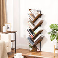 Tree Bookshelf, 9 Shelf Tree Bookcase, Space Saving Storage Rack for CDs/Movies/Books, Book Tree Organizer Shelves for Living Room, Bedroom, Office, Rustic Brown