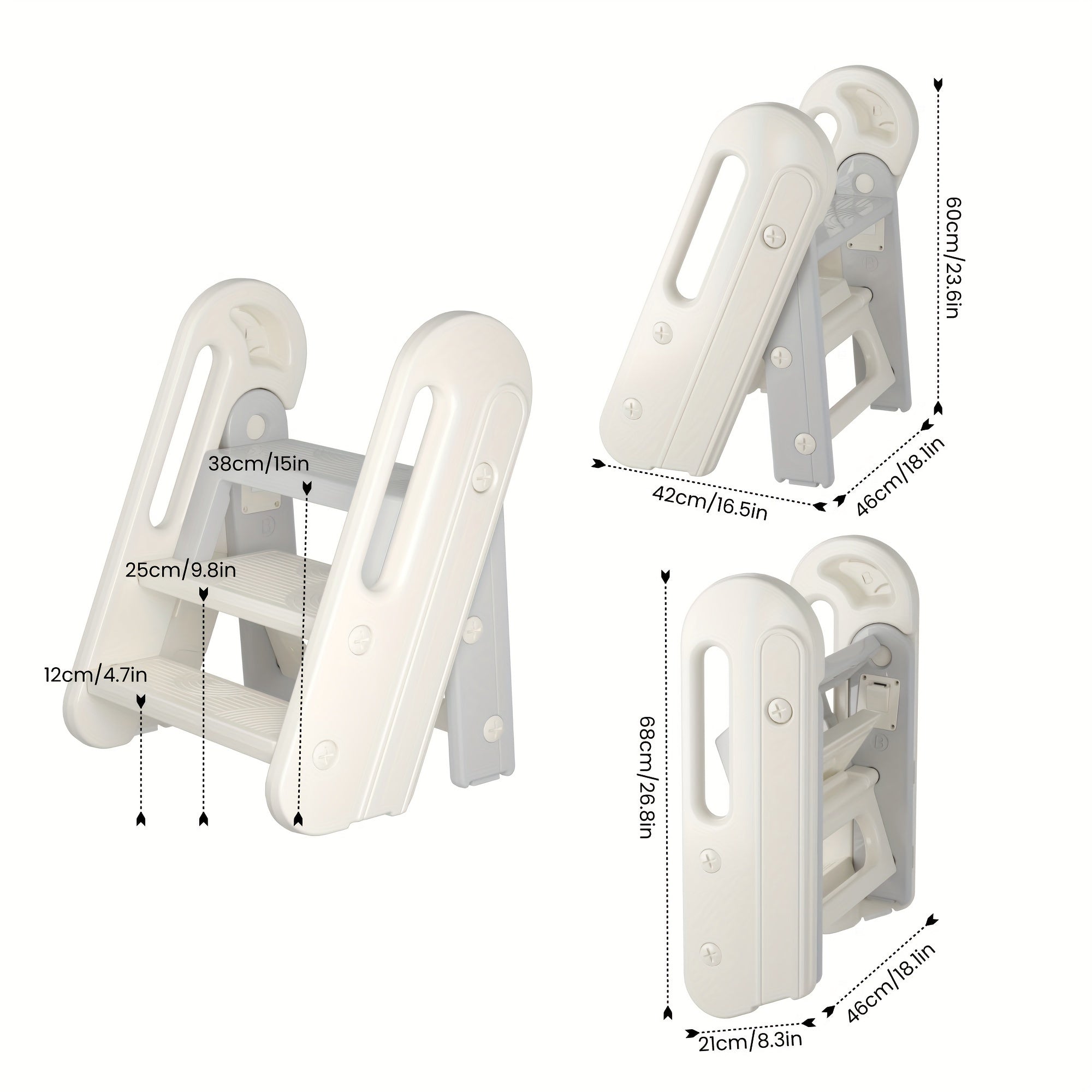 Adjustable Youngsters Step Stool Helper - Foldable Youngsters Potty Training Stool with Handles, Non-Slip Plastic Stepping Ladder for Bathroom and Kitchen, Ideal for Youngsters 3 to 2 Years Old