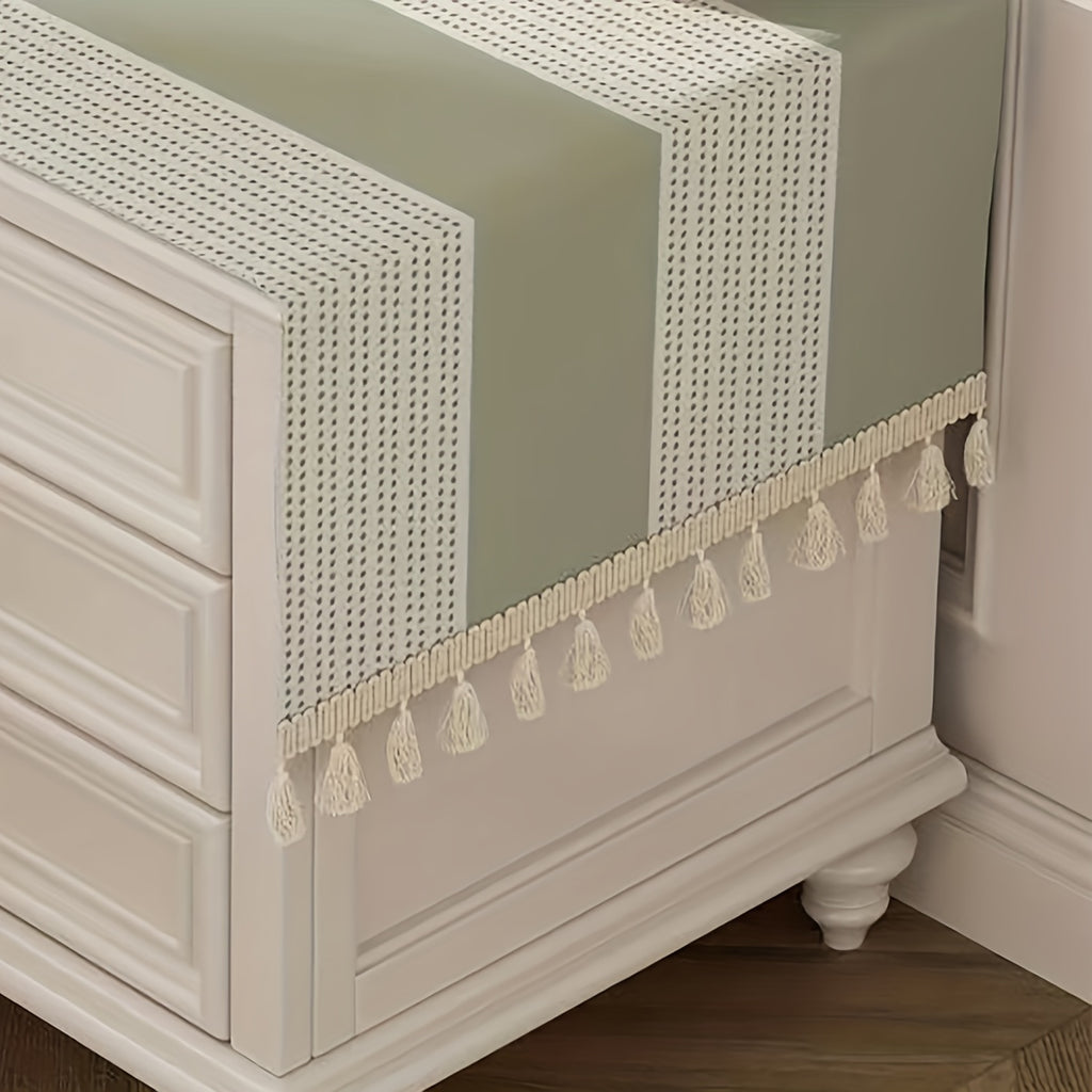 [Machine Woven Bedroom Desk Cover] Rectangle Polyester Tablecloth for Nightstand, Machine Woven Dust Cover for Bedroom Desk, Washable Universal Table Protector for Side Table, Fridge Top