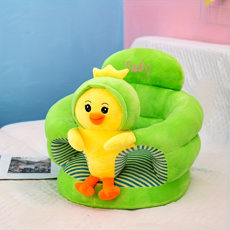 Soft Plush Elephant Baby Chair with Backrest - Green Cartoon Design, Non-Toxic Polyester Infant Support Seat for Sit & Stand Practice, Safe Learning Sofa for Toddlers, No Wood & Battery-Free, Toddler Seating, Playful Room Decor