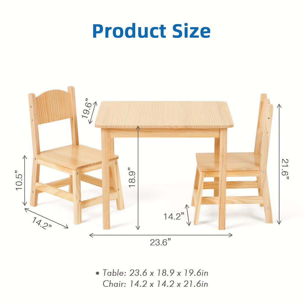 Solid Wood Toddler Table And Chair Set, Ergonomically Designed Kids Table And Chairs for Arts, Crafts, Reading, Preschool, Kindergarten, Playroom, Great Growth Present for Children