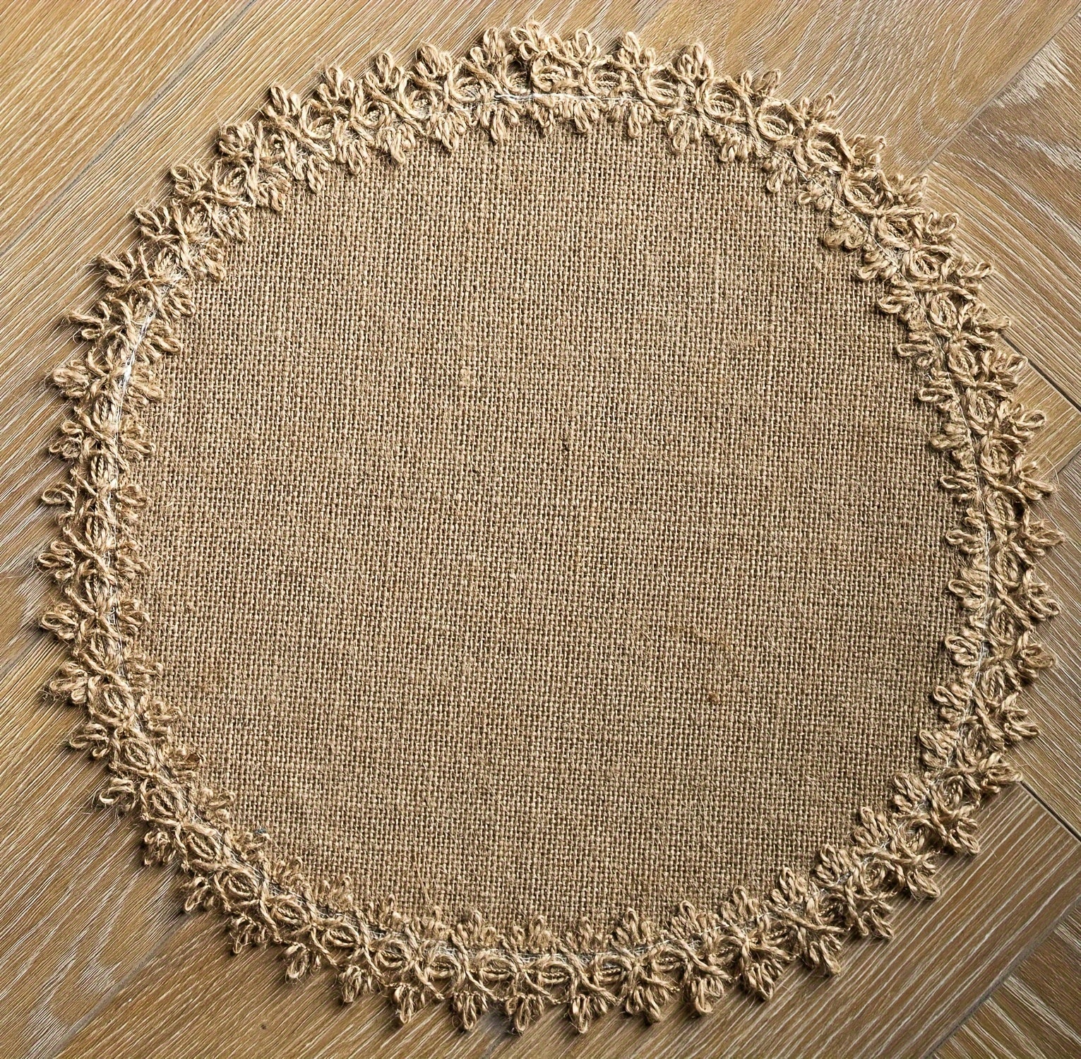 4/6pcs, Bohemian Jute Placemats, Table Decor, Coarse Linen Lace Placemats, Coffee Table Mats, Vintage Style Yellow Jute Square/Round Fringe Placemats, Home Decoration, Wedding and Party Decor