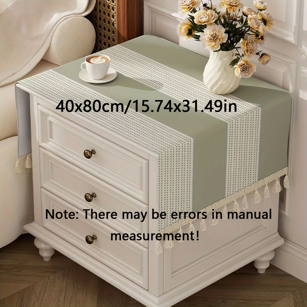 [Machine Woven Bedroom Desk Cover] Rectangle Polyester Tablecloth for Nightstand, Machine Woven Dust Cover for Bedroom Desk, Washable Universal Table Protector for Side Table, Fridge Top