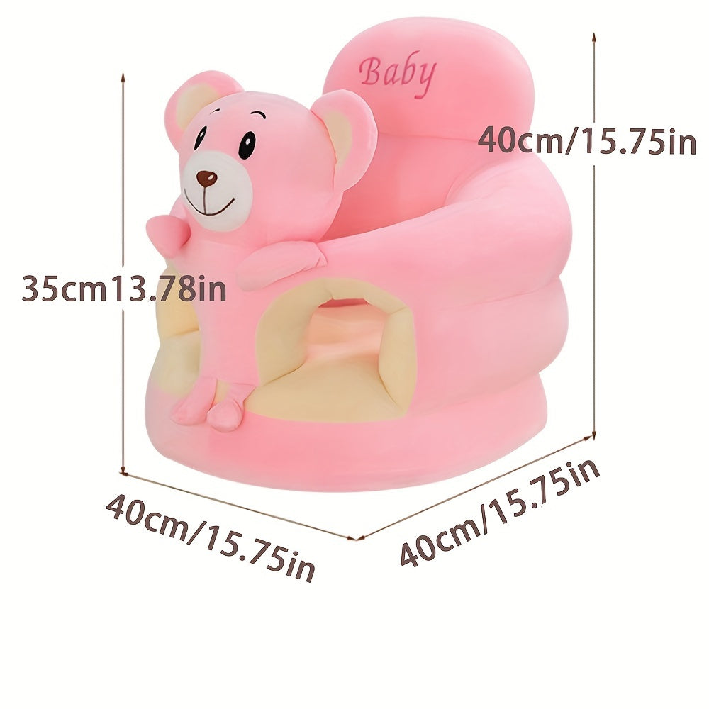 Soft Plush Elephant Baby Chair with Backrest - Green Cartoon Design, Non-Toxic Polyester Infant Support Seat for Sit & Stand Practice, Safe Learning Sofa for Toddlers, No Wood & Battery-Free, Toddler Seating, Playful Room Decor