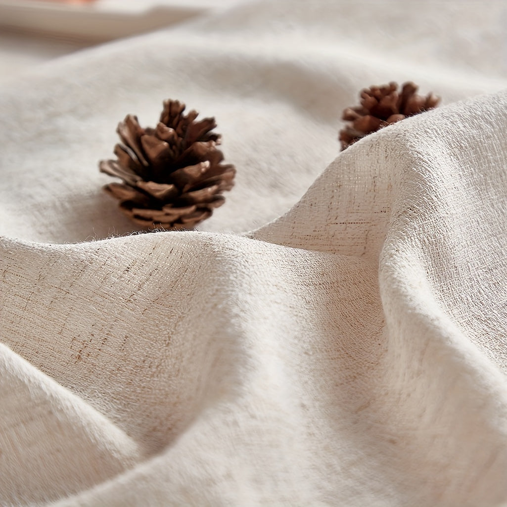 1pc Elegant Solid Color Square Tablecloth, Polyester Thickened Lace, Machine Made, Simple Stylish Design for Dining Room Decor