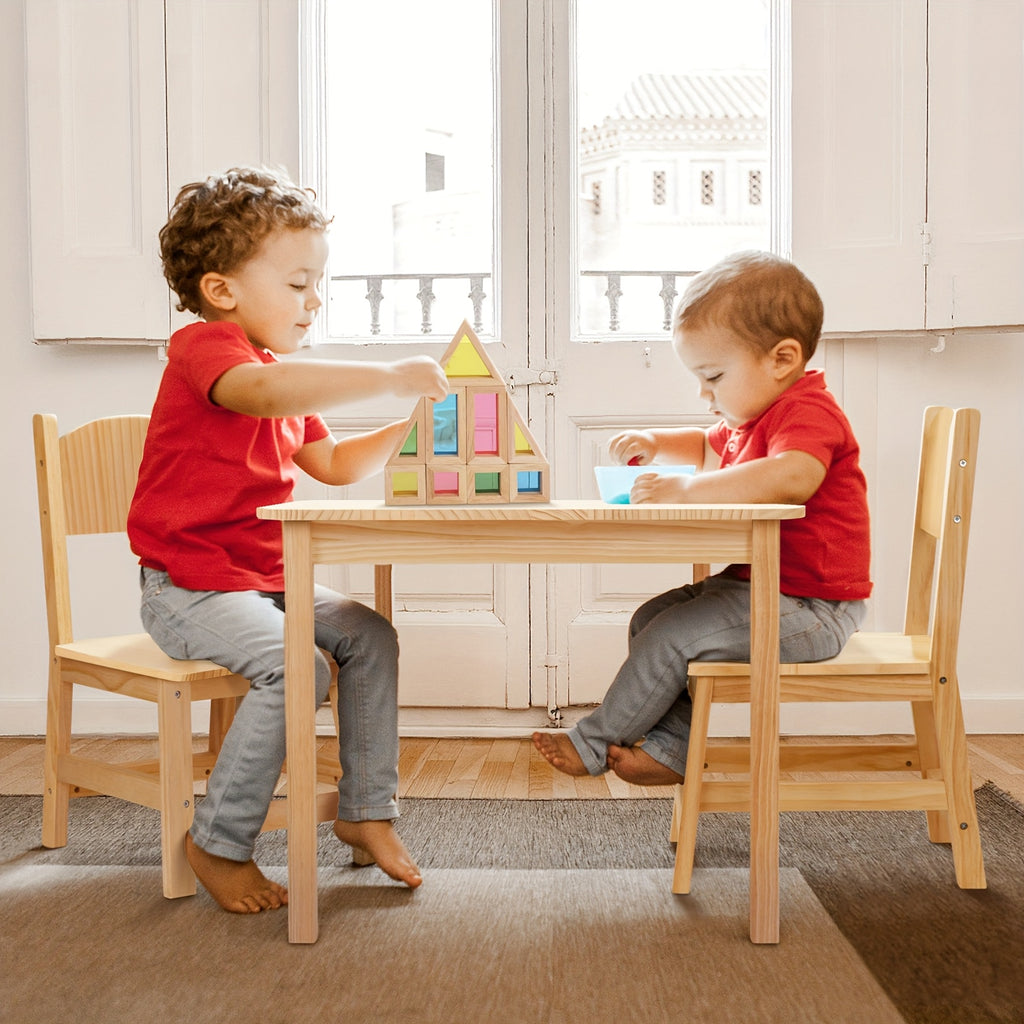 Solid Wood Toddler Table And Chair Set, Ergonomically Designed Kids Table And Chairs for Arts, Crafts, Reading, Preschool, Kindergarten, Playroom, Great Growth Present for Children