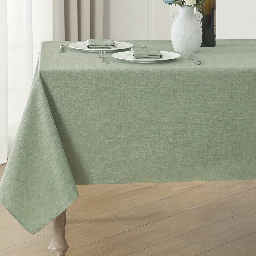 1pc Sage Green Polyester Rectangular Tablecloth, Simple Style Woven Machine Made Table Cover for Restaurant, Outdoor, Living Room, Patio, Picnic Or Holiday Party, Home Decoration
