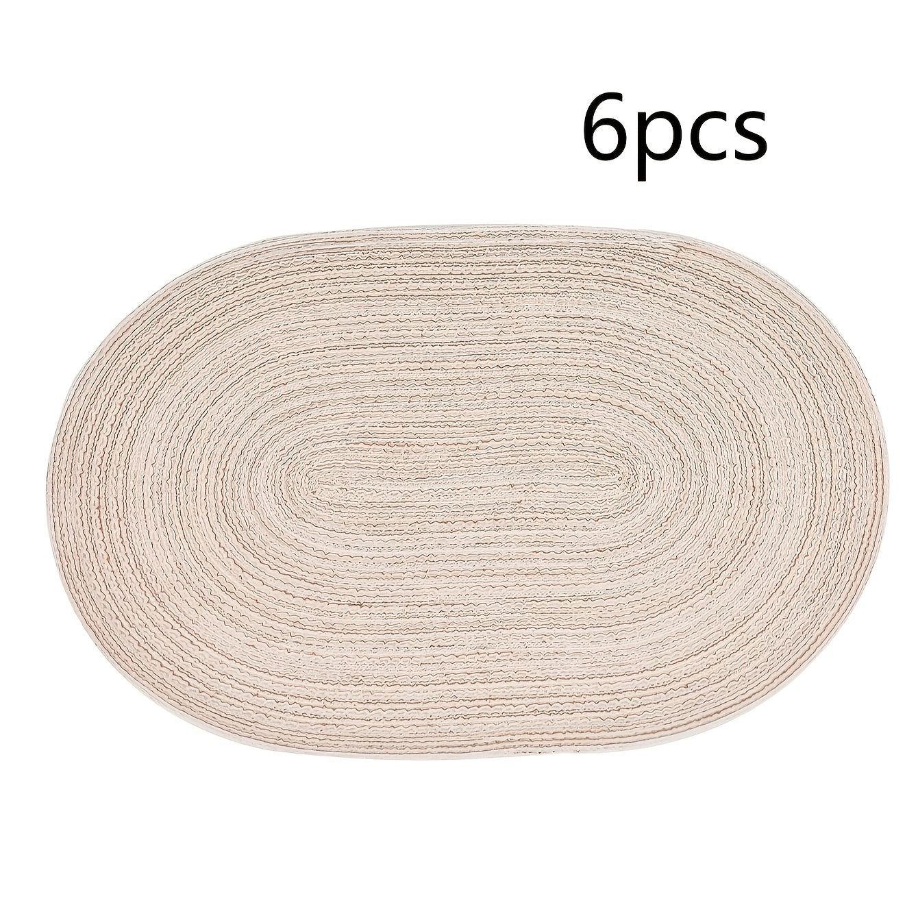 4/6pcs Oval Yarn Placemats, Washable Table Mats, Polyester 100.00, Hand-Woven Dining Decor, 100% Polyester Tabletop Pads