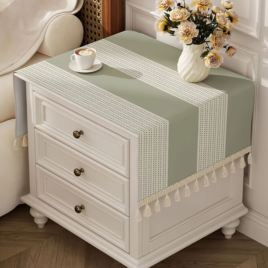 [Machine Woven Bedroom Desk Cover] Rectangle Polyester Tablecloth for Nightstand, Machine Woven Dust Cover for Bedroom Desk, Washable Universal Table Protector for Side Table, Fridge Top